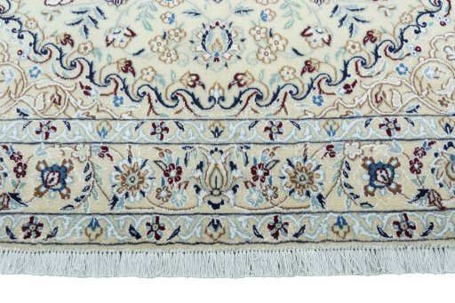 Full view of 2000s Nain rug from Iran / Persia, 210 × 134 cm in Beige tones