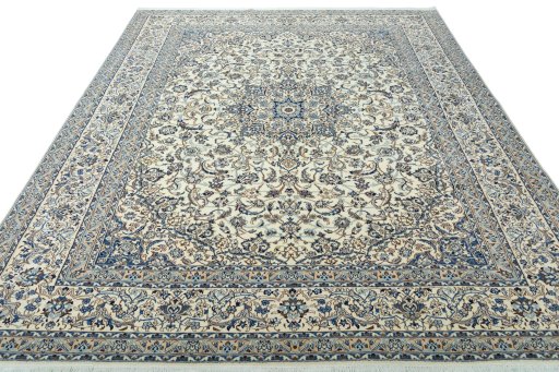 Surface texture of 2000s Nain rug with natural Wool and intricate pattern