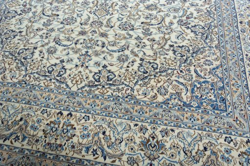 Close-up detail of 2000s Nain rug from Iran / Persia showing Wool weave