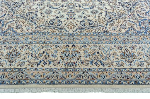 Full view of 2000s Nain rug from Iran / Persia, 404 × 315 cm in Beige tones