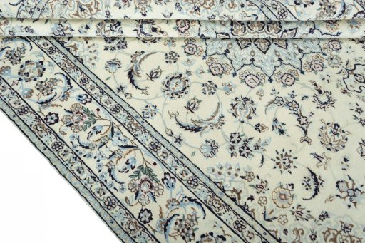 Close-up detail of 2000s Nain rug from Iran / Persia showing Wool weave