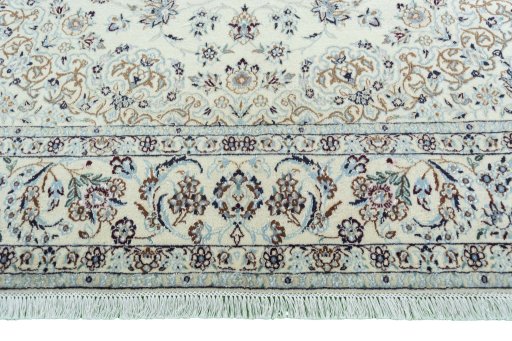 Full view of 2000s Nain rug from Iran / Persia, 305 × 200 cm in Beige tones