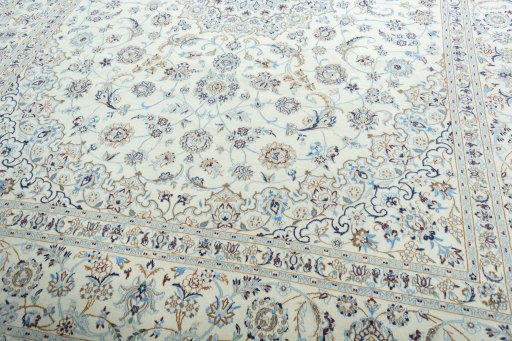 Close-up detail of New Nain rug from Iran / Persia showing Wool weave