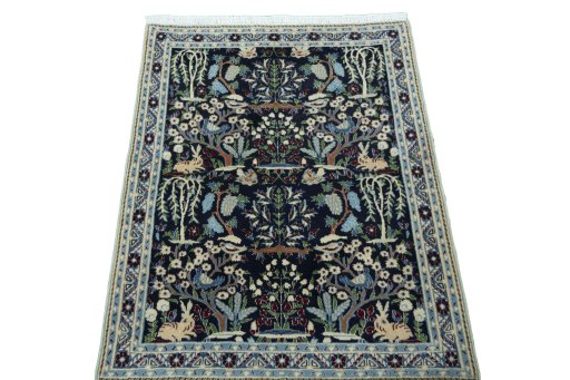 Surface texture of 2000s Nain rug with natural Wool and intricate pattern
