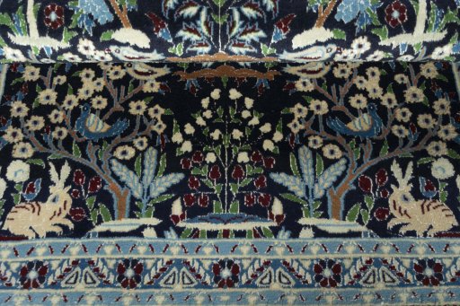 Full view of 2000s Nain rug from Iran / Persia, 128 × 93 cm in Blue tones