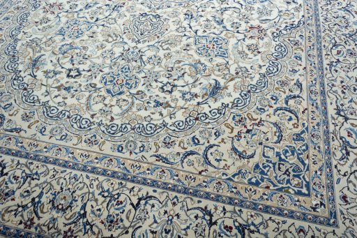 Close-up detail of 2000s Nain rug from Iran / Persia showing Wool weave
