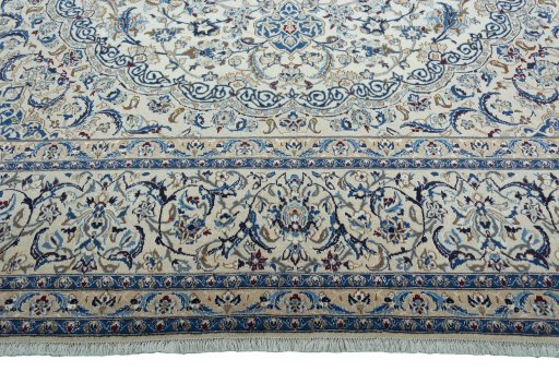 Full view of 2000s Nain rug from Iran / Persia, 503 × 337 cm in Beige tones