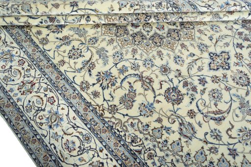 Close-up detail of 2000s Nain rug from Iran / Persia showing Cork weave