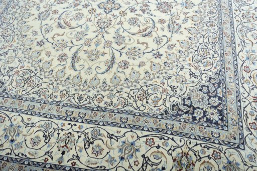Close-up detail of 2000s Nain rug from Iran / Persia showing Cork weave