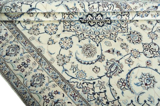 Close-up detail of New Nain rug from Iran / Persia showing Wool weave