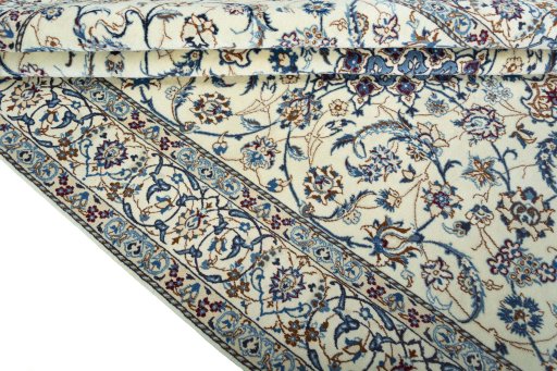 Close-up detail of 2000s Nain rug from Iran / Persia showing Wool weave