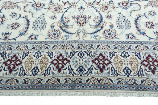 Full view of 2000s Nain rug from Iran / Persia, 326 × 213 cm in Beige tones