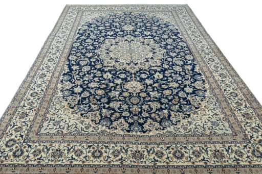 Surface texture of 2000s Nain rug with natural Wool and intricate pattern
