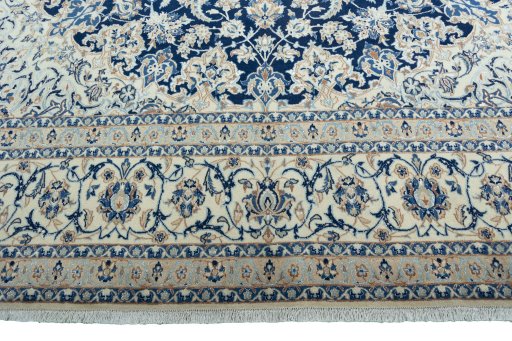 Full view of 2000s Nain rug from Iran / Persia, 470 × 303 cm in Blue tones
