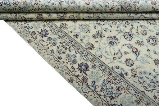 Close-up detail of New Nain rug from Iran / Persia showing Wool weave