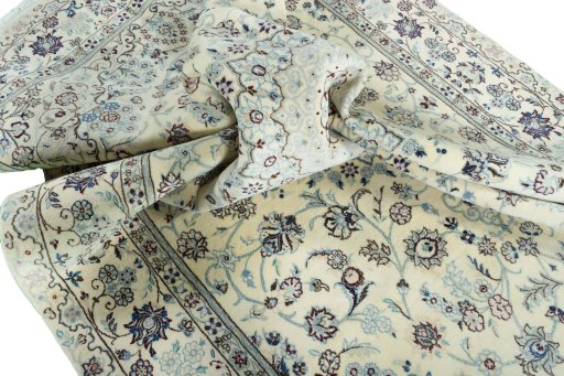 Surface texture of New Nain rug with natural Wool and intricate pattern
