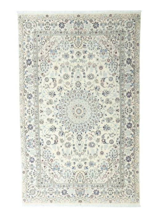 Full view of New Nain rug from Iran / Persia, 311 × 196 cm in Beige tones