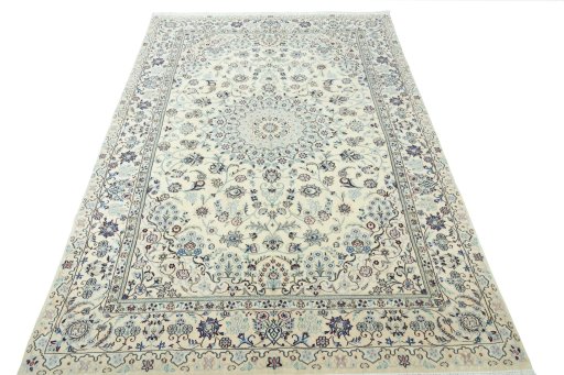 Surface texture of New Nain rug with natural Wool and intricate pattern
