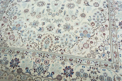 Close-up detail of New Nain rug from Iran / Persia showing Wool weave