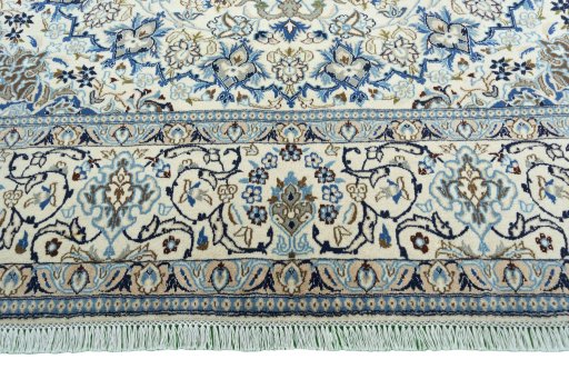 Full view of 2000s Nain rug from Iran / Persia, 295 × 198 cm in Beige tones