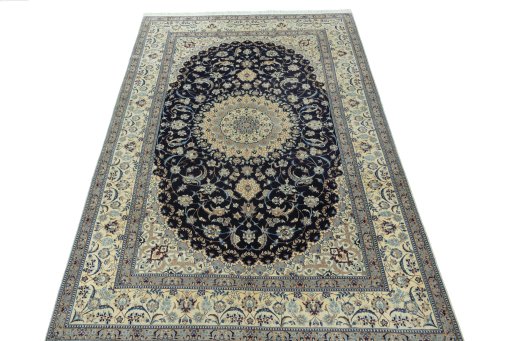 Surface texture of 2000s Nain rug with natural Cork and intricate pattern