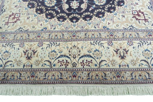 Full view of 2000s Nain rug from Iran / Persia, 277 × 171 cm in Blue tones