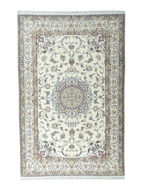 Full view of 2000s Nain rug from Iran / Persia, 310 × 203 cm in Beige tones