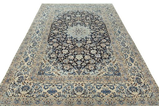 Surface texture of 2000s Nain rug with natural Wool and intricate pattern