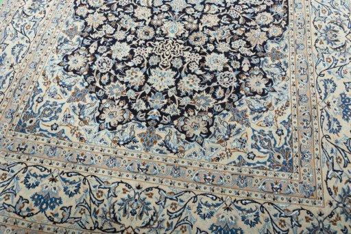 Close-up detail of 2000s Nain rug from Iran / Persia showing Wool weave
