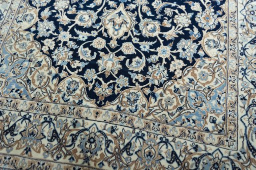 Close-up detail of New Nain rug from Iran / Persia showing Wool weave