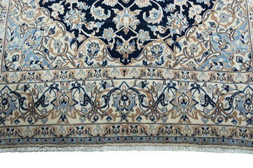 Full view of New Nain rug from Iran / Persia, 290 × 161 cm in Blue tones