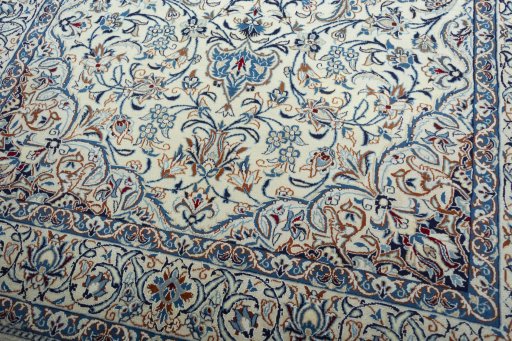 Close-up detail of 2000s Nain rug from Iran / Persia showing Wool weave