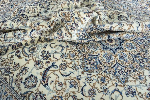 Surface texture of New Nain rug with natural Wool and intricate pattern