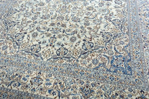 Close-up detail of New Nain rug from Iran / Persia showing Wool weave