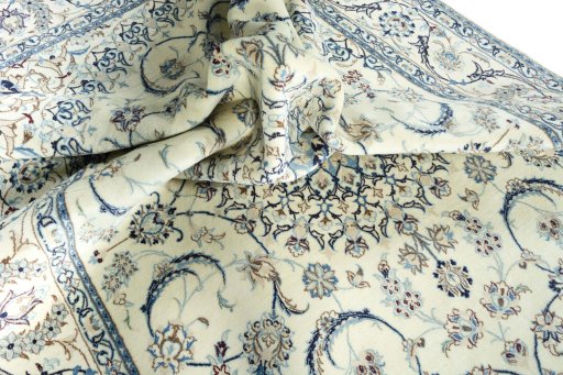 Surface texture of New Nain rug with natural Wool and intricate pattern