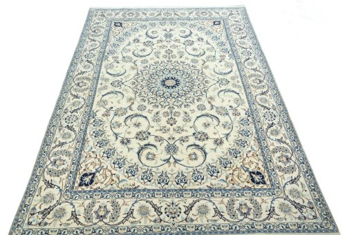 Surface texture of New Nain rug with natural Wool and intricate pattern
