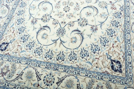Close-up detail of New Nain rug from Iran / Persia showing Wool weave