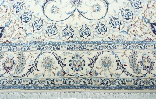 Full view of New Nain rug from Iran / Persia, 311 × 203 cm in Beige tones