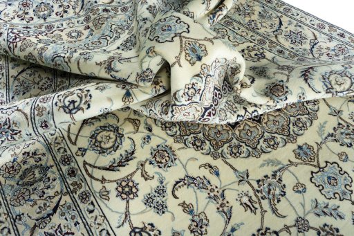 Surface texture of New Nain rug with natural Wool and intricate pattern
