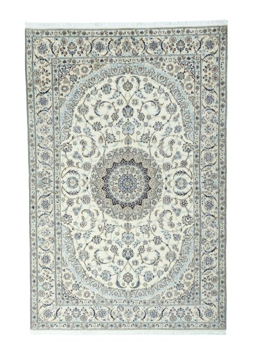 Full view of New Nain rug from Iran / Persia, 303 × 200 cm in Beige tones