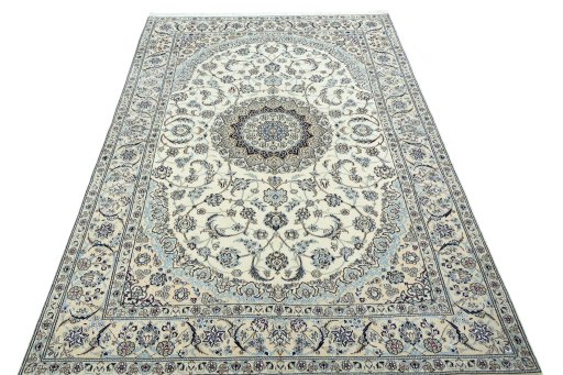 Surface texture of New Nain rug with natural Wool and intricate pattern