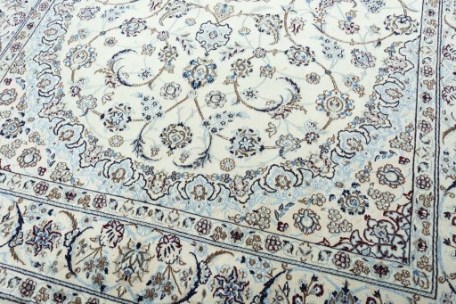 Close-up detail of New Nain rug from Iran / Persia showing Wool weave