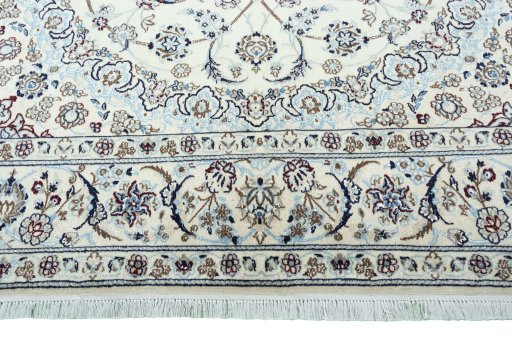 Full view of New Nain rug from Iran / Persia, 303 × 200 cm in Beige tones