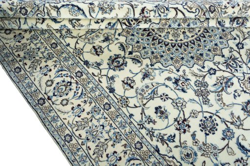 Close-up detail of 2000s Nain rug from Iran / Persia showing Wool weave