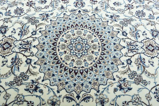 Central medallion detail of 2000s Nain rug from Iran / Persia