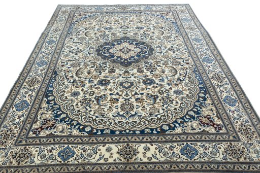 Surface texture of New Nain rug with natural Wool and intricate pattern