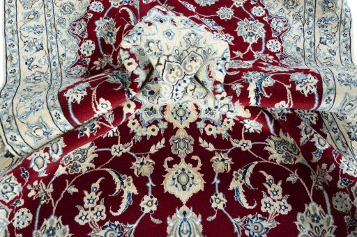 Surface texture of New Nain rug with natural Wool and intricate pattern