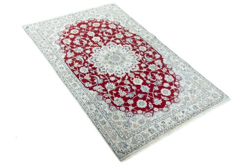 Close-up detail of New Nain rug from Iran / Persia showing Wool weave
