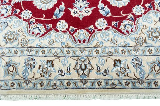 Full view of New Nain rug from Iran / Persia, 207 × 128 cm in Red tones