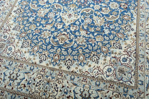 Close-up detail of 2000s Nain rug from Iran / Persia showing Wool weave